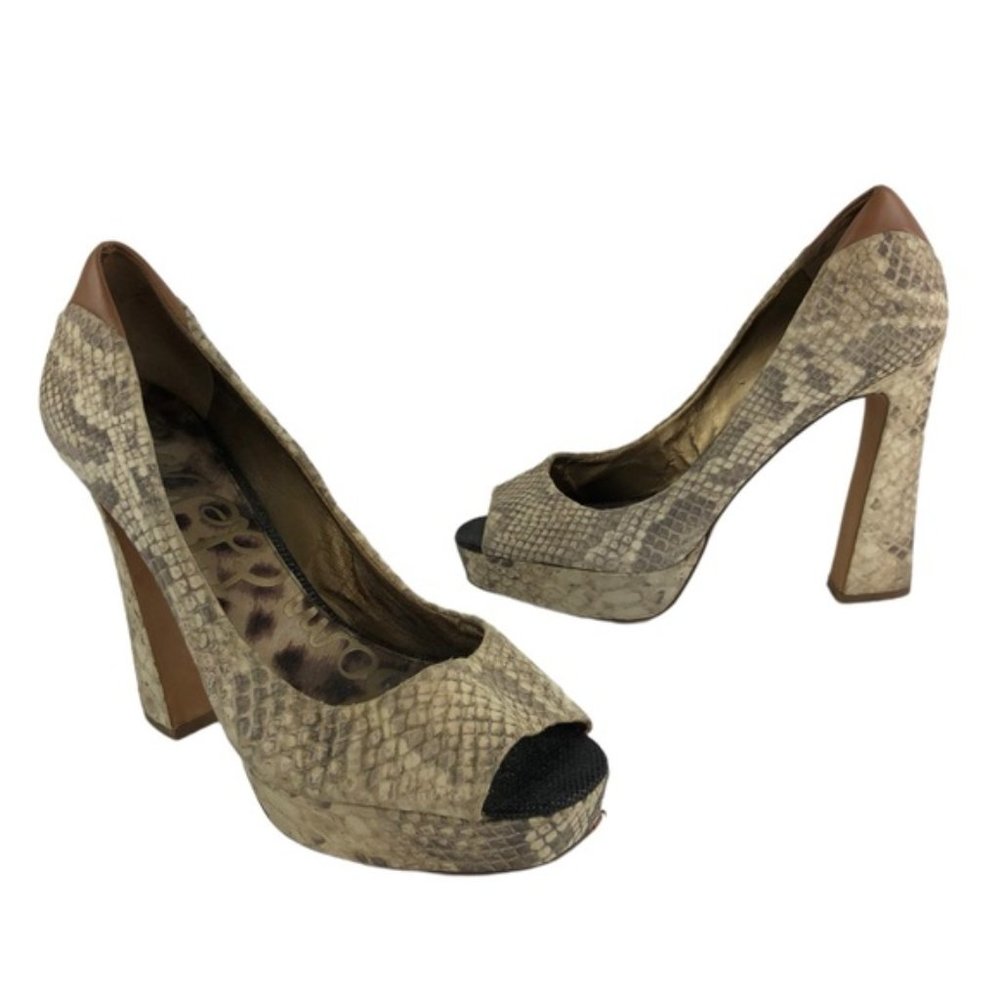 Sam Edelman Snakeskin Tacoma Platform Heels Pumps Shoes
